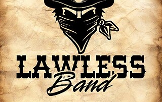 Bold cowboy face logo with bandana, rugged style, Mountain Harbour branding, outdoor, adventure, western theme.